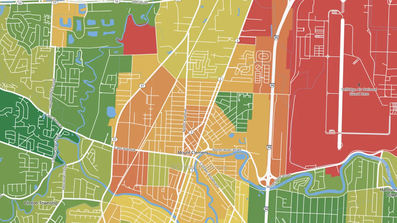 Canfield Manor, Mount Clemens, MI Map of Burglary Rates