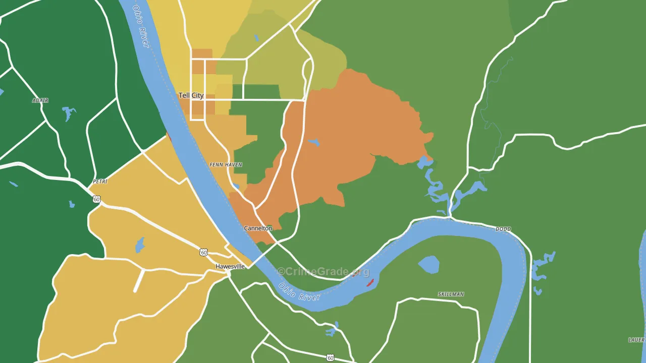 Cannelton, IN Map of Burglary Rates