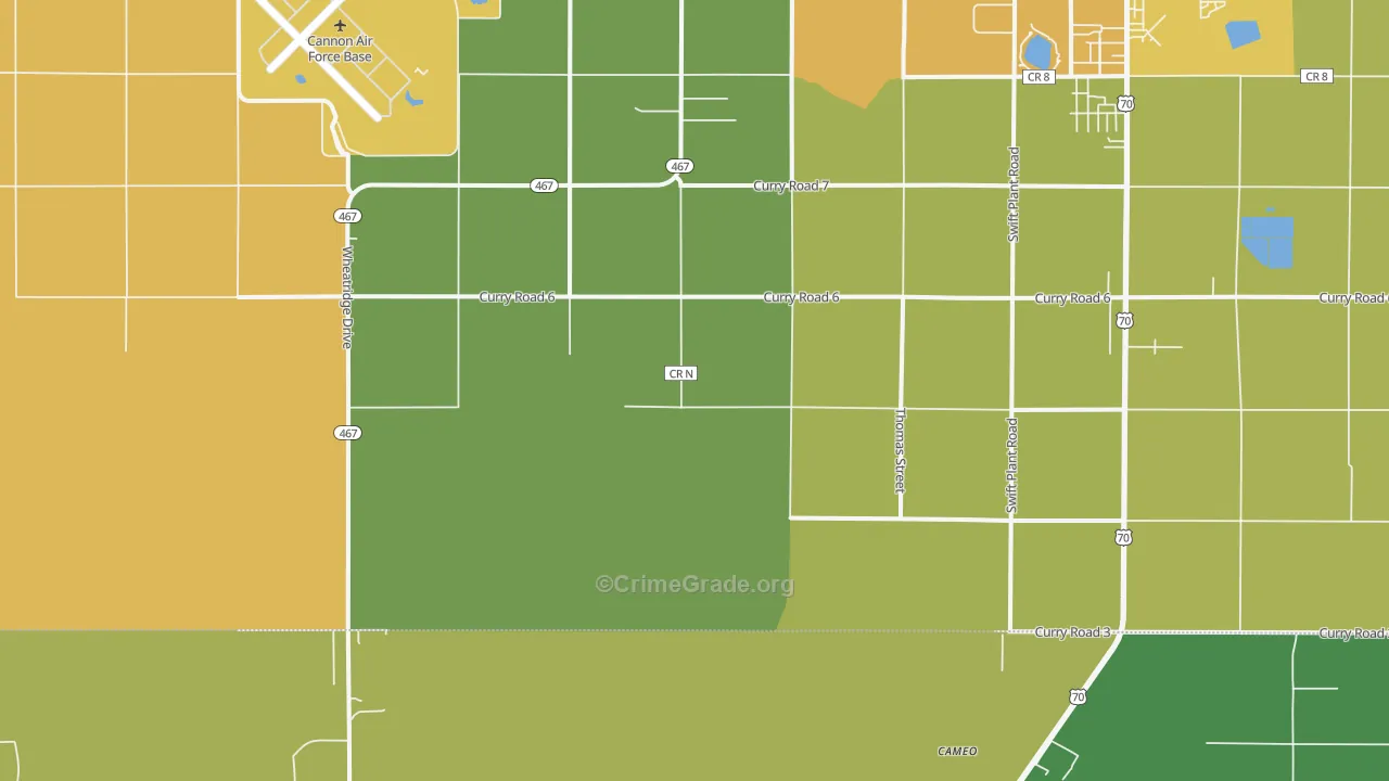 Cannon Air Force Base, NM Map of Burglary Rates