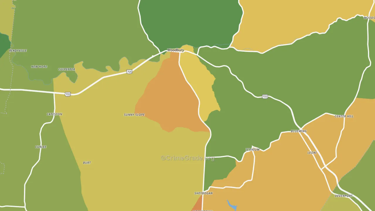 Cannon County, TN Map of Burglary Rates