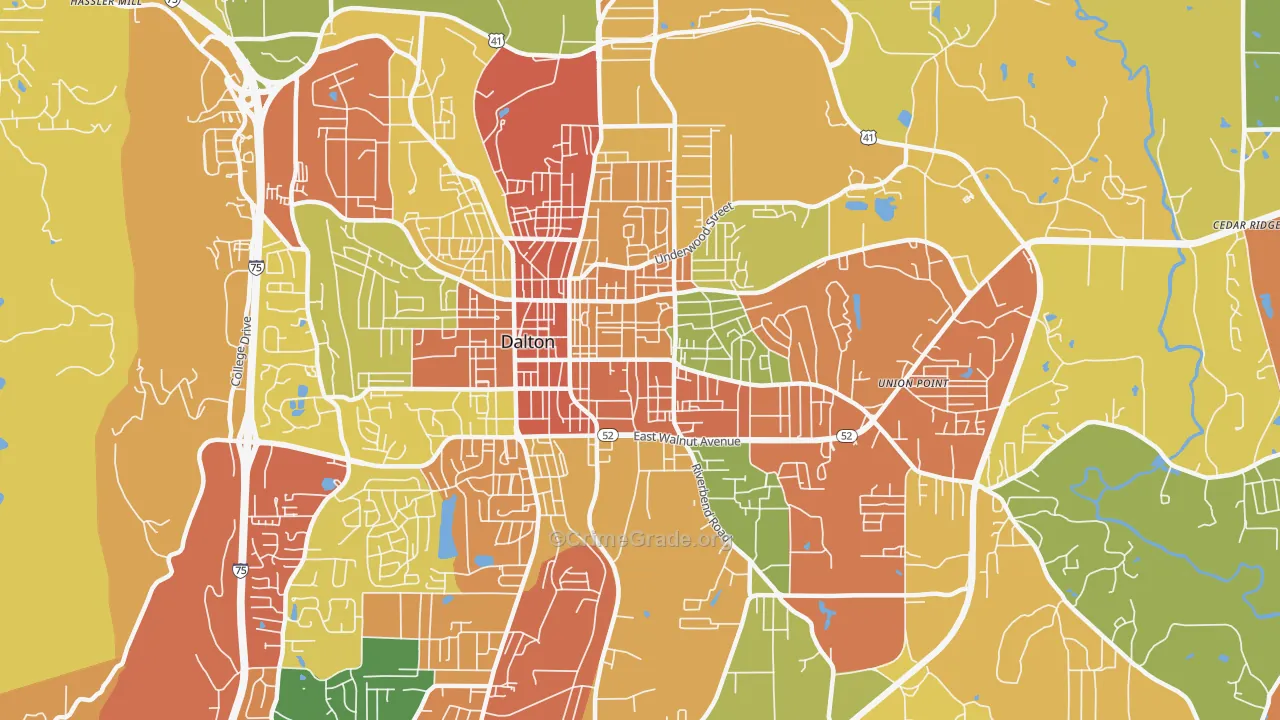 Cannon Heights, Dalton, GA Map of Burglary Rates