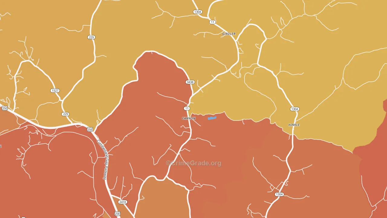 Cannon, KY Map of Burglary Rates