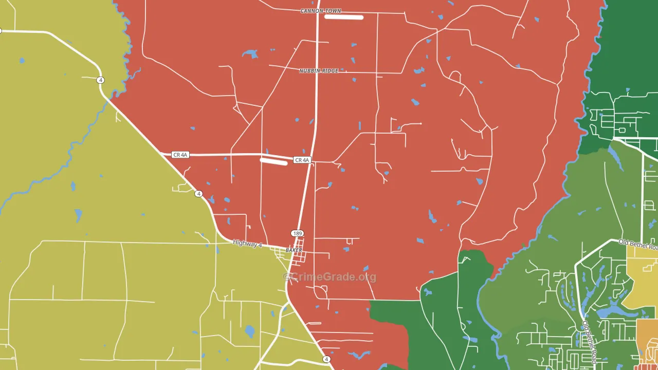 Cannon Town, FL Map of Burglary Rates