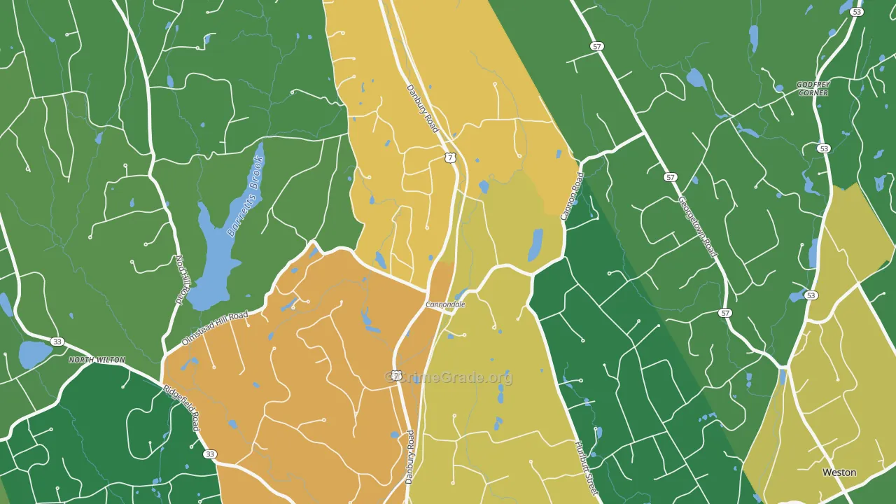 Cannondale, CT Map of Burglary Rates