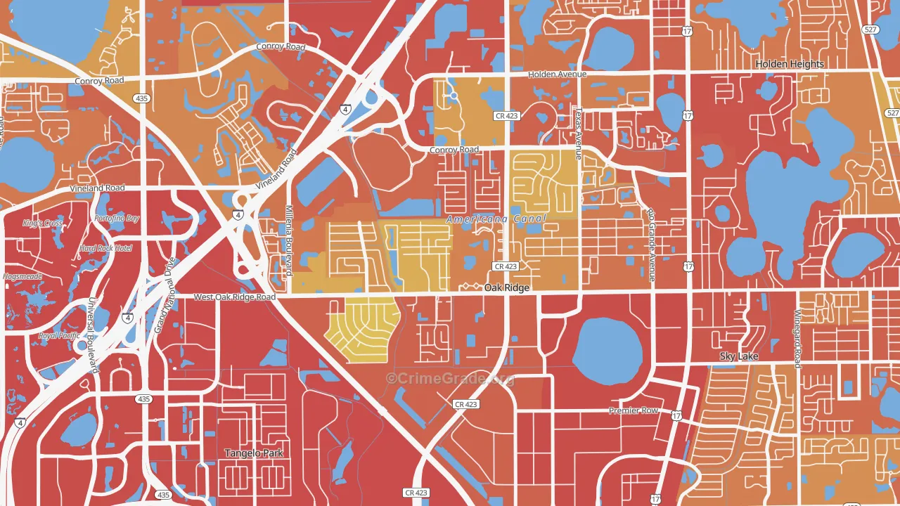 Cannongate-Orlando, Oak Ridge, FL Map of Burglary Rates
