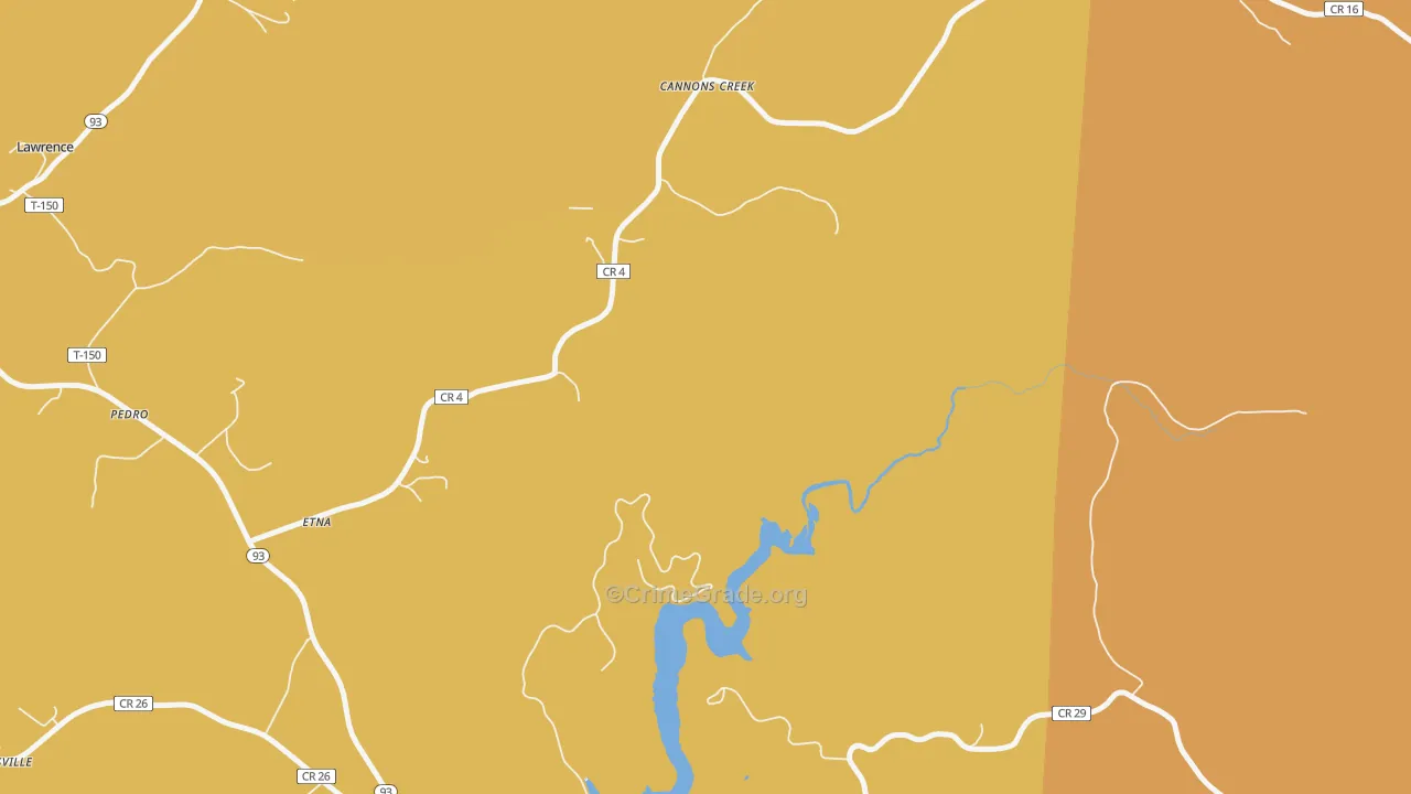 Cannons Creek, OH Map of Burglary Rates