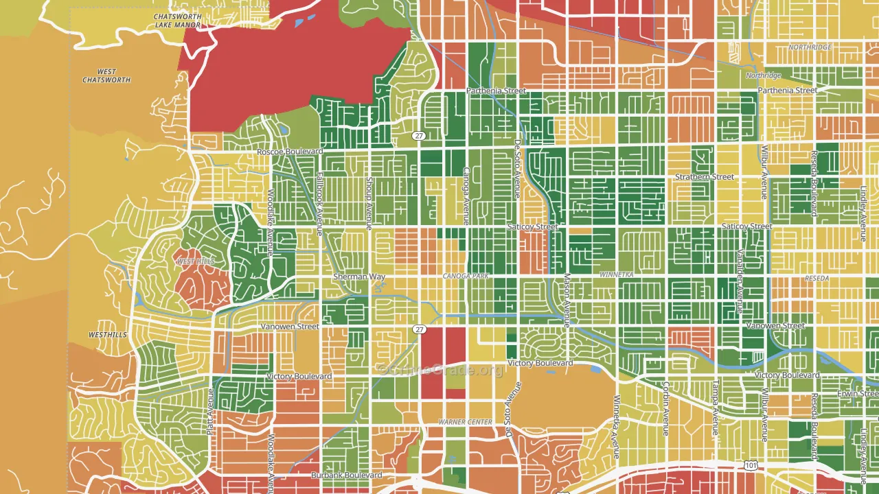 Canoga Park, CA Map of Burglary Rates