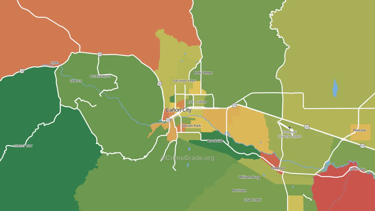 Canon City, CO Map of Burglary Rates