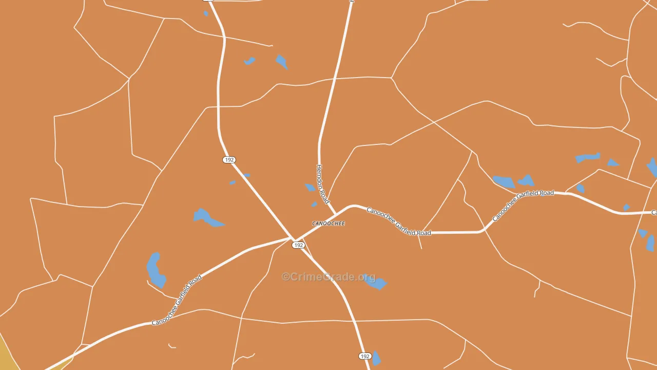 Canoochee, GA Map of Burglary Rates