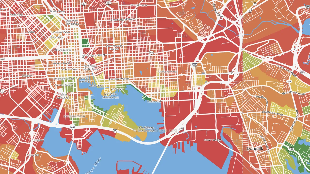 Canton, Baltimore, MD Map of Burglary Rates