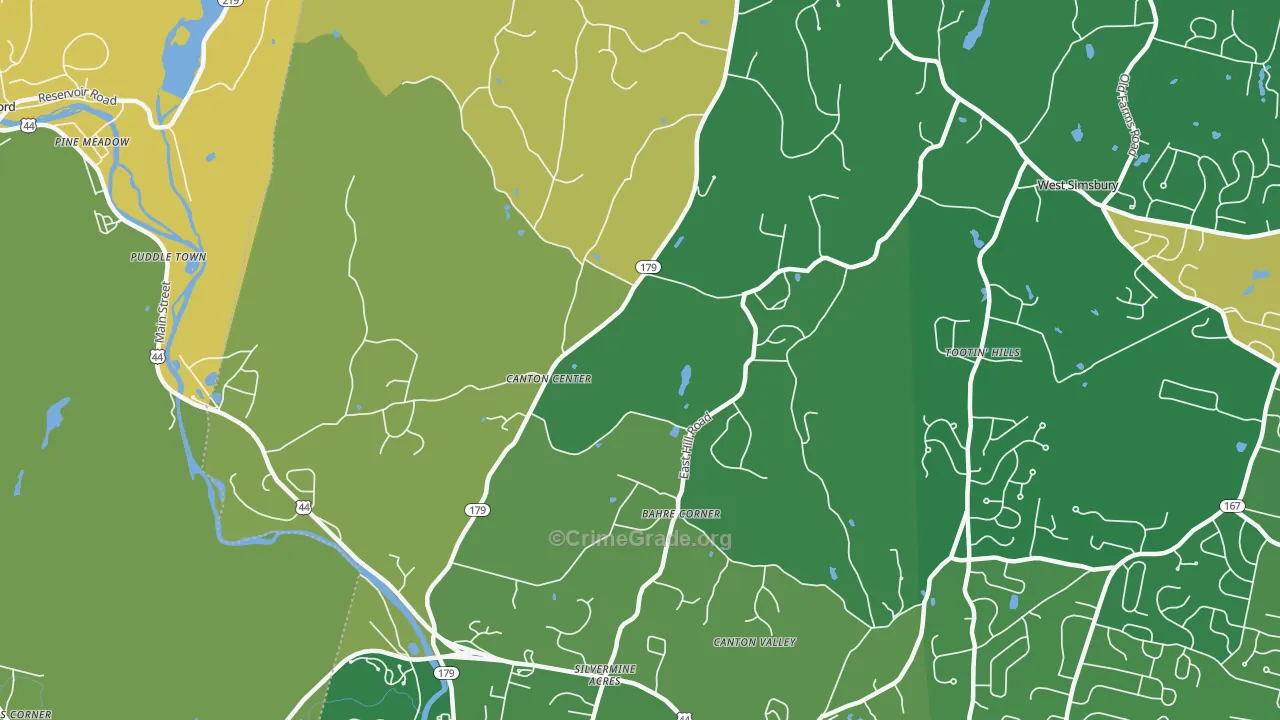 Canton Center, CT Map of Burglary Rates