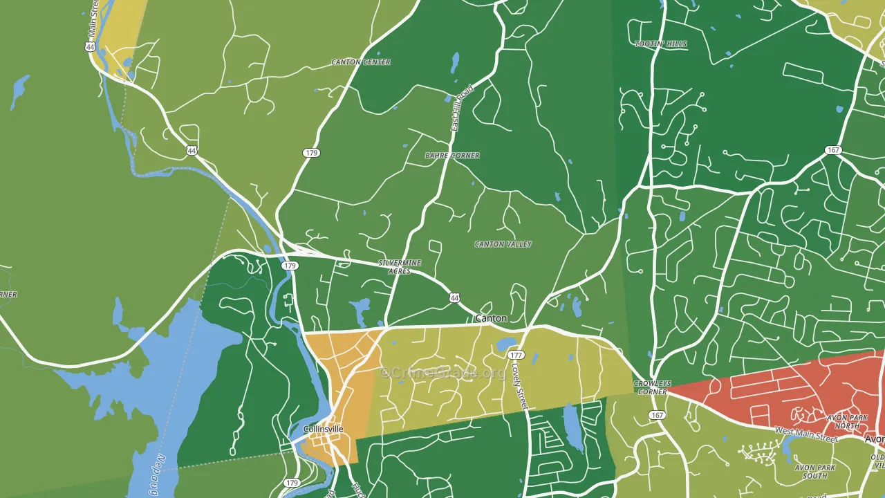 Canton, CT Map of Burglary Rates