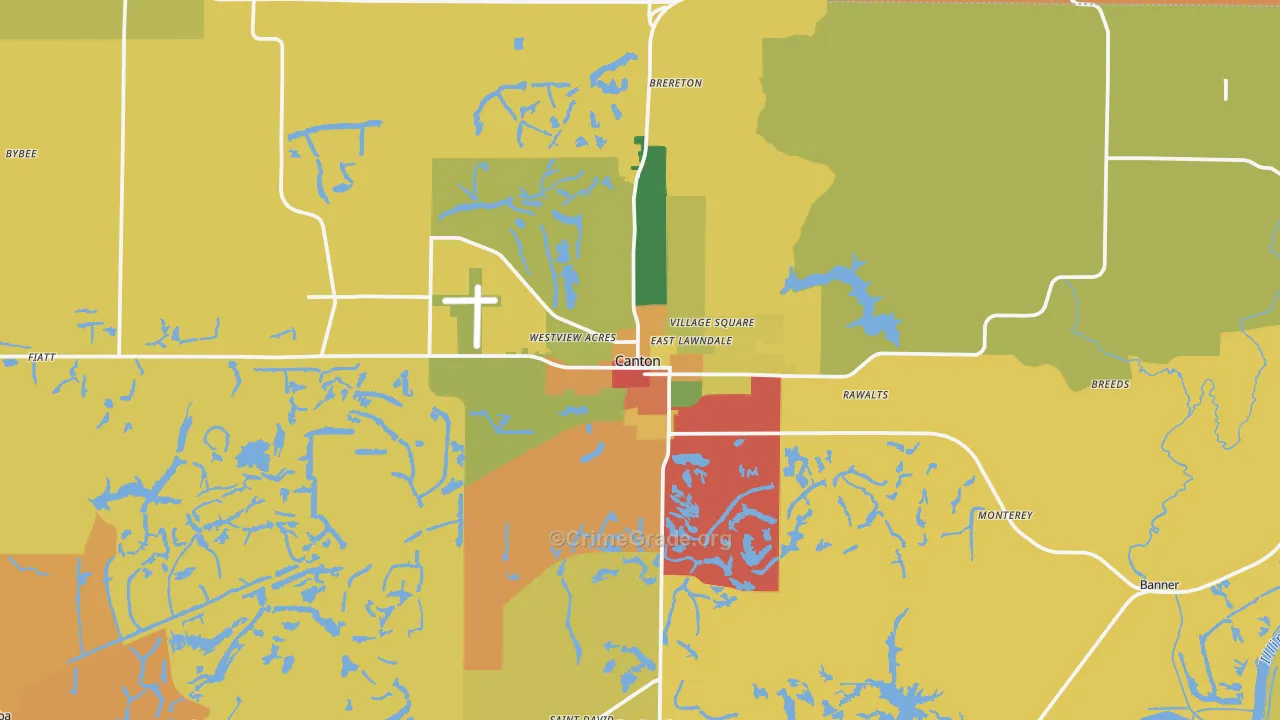 Canton, IL Map of Burglary Rates