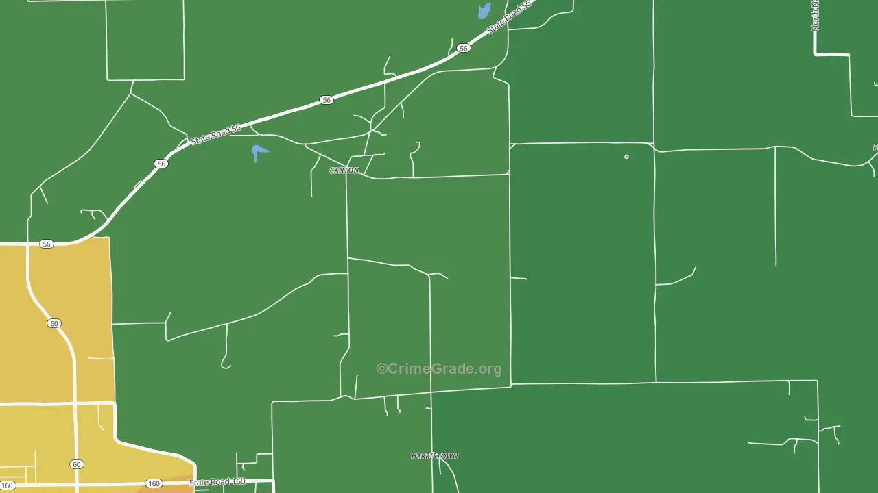 Canton, IN Map of Burglary Rates