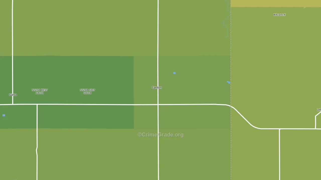 Canton, KS Map of Burglary Rates