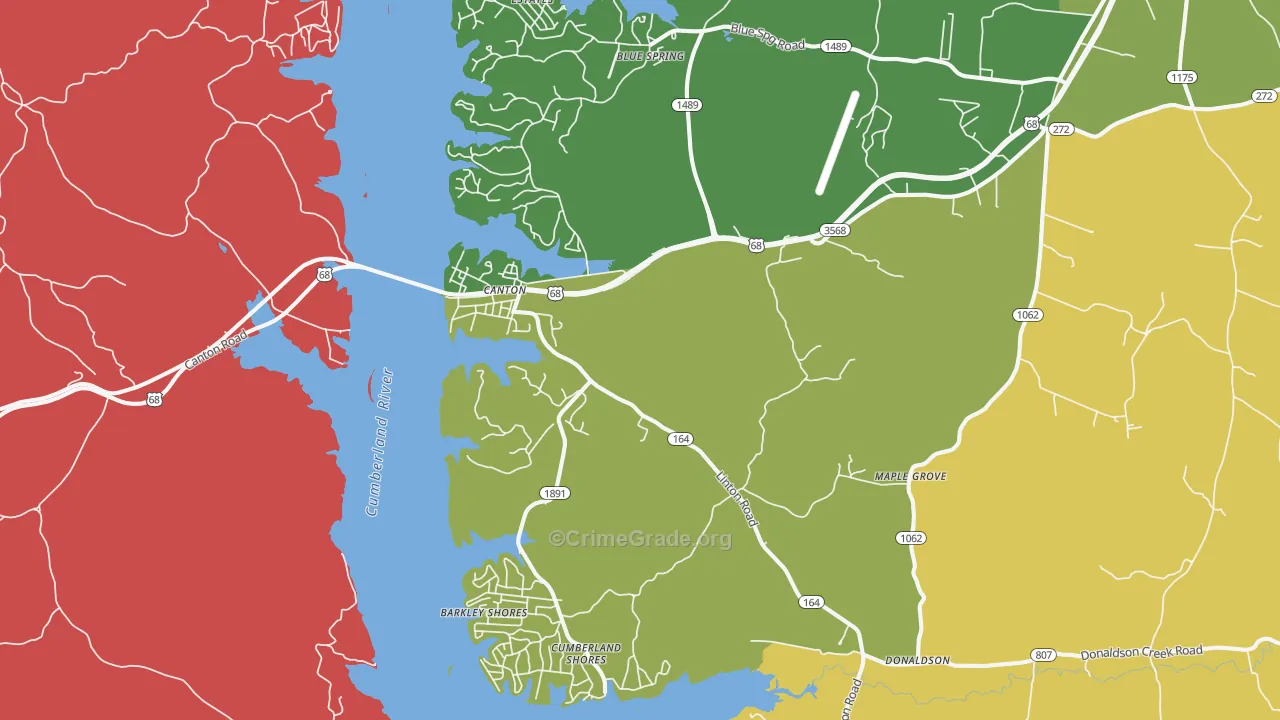 Canton, KY Map of Burglary Rates