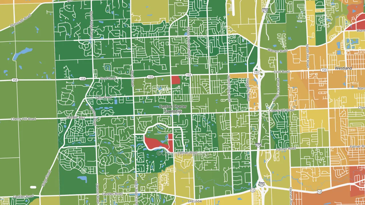 Canton, MI Map of Burglary Rates