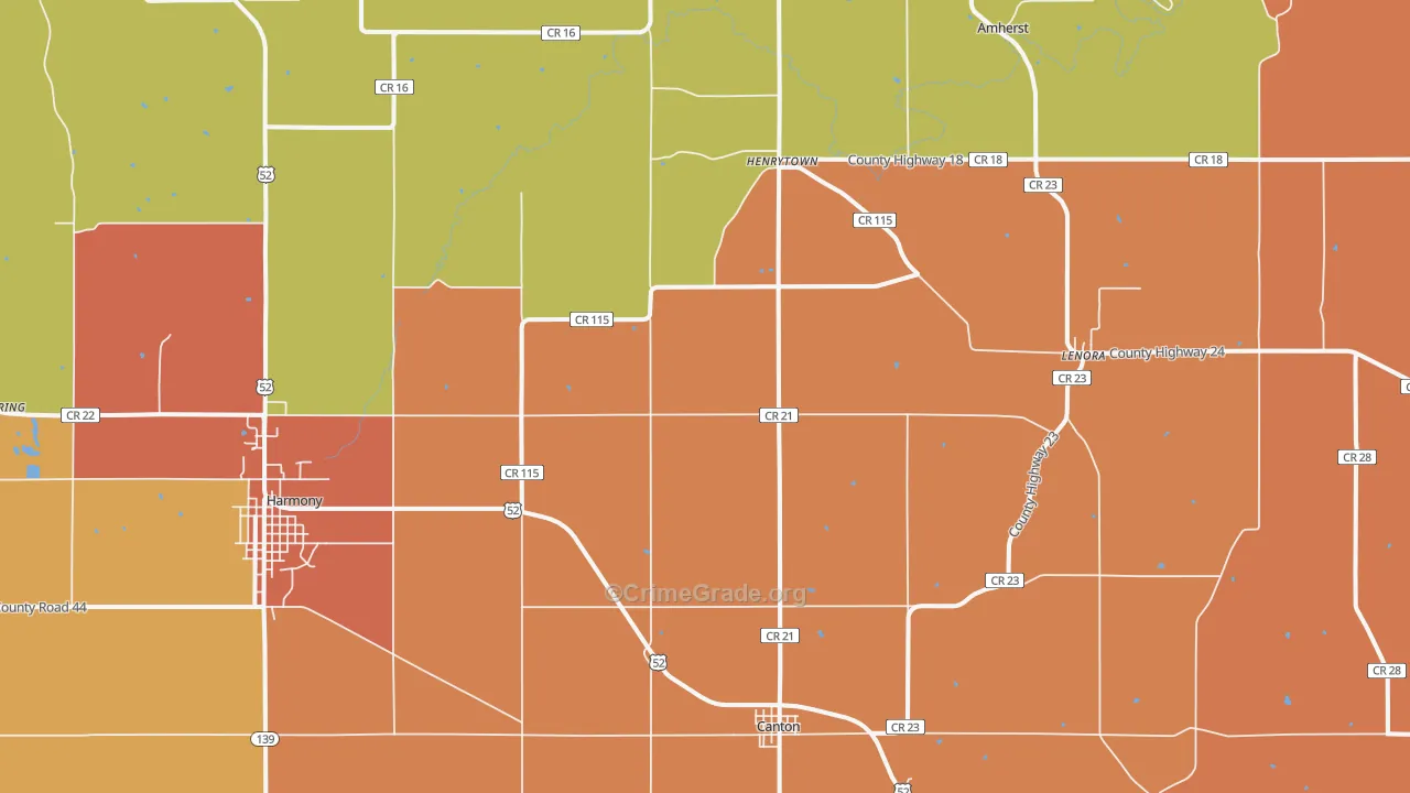 Canton, MN Map of Burglary Rates