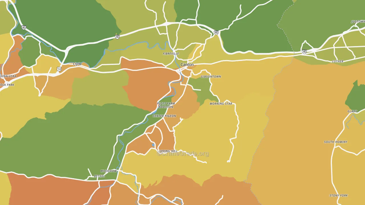 Canton, NC Map of Burglary Rates
