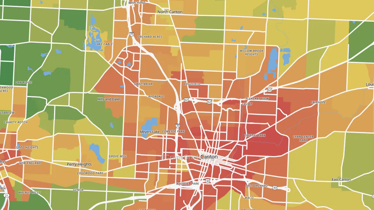 Canton, OH Map of Burglary Rates