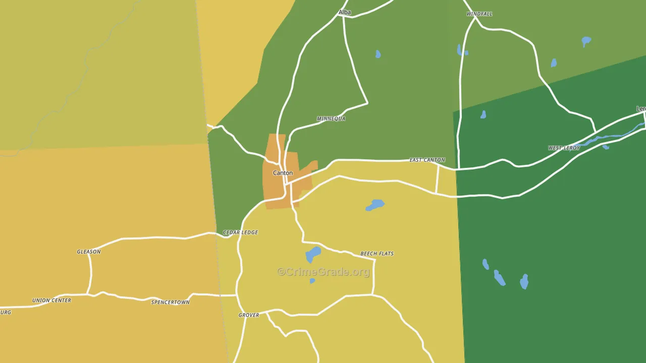 Canton, PA Map of Burglary Rates