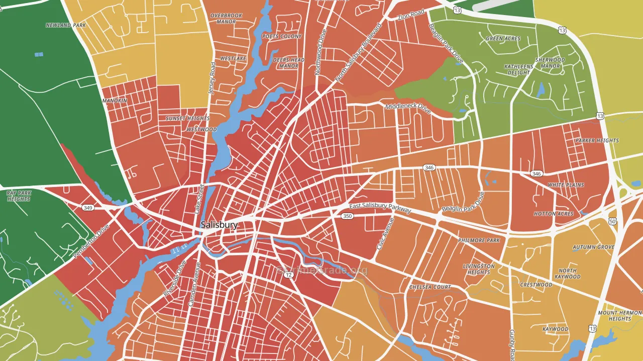 Canton, Salisbury, MD Map of Burglary Rates