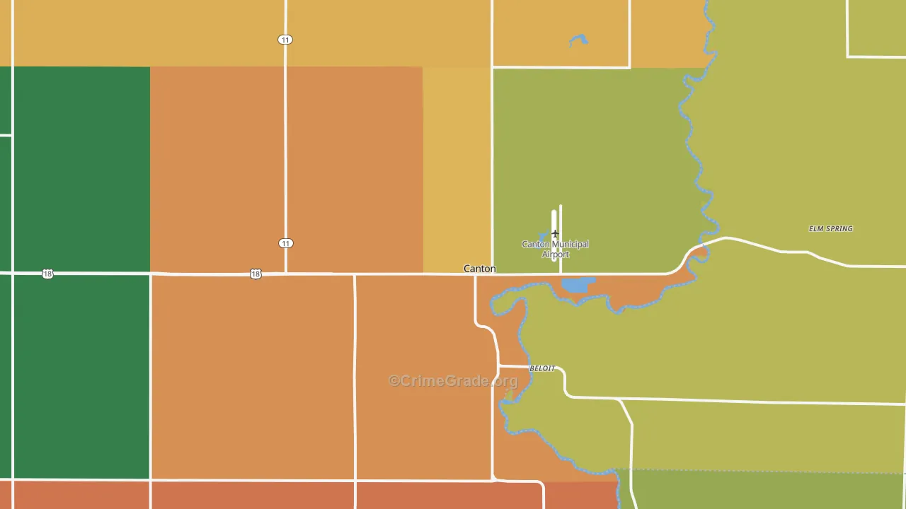 Canton, SD Map of Burglary Rates