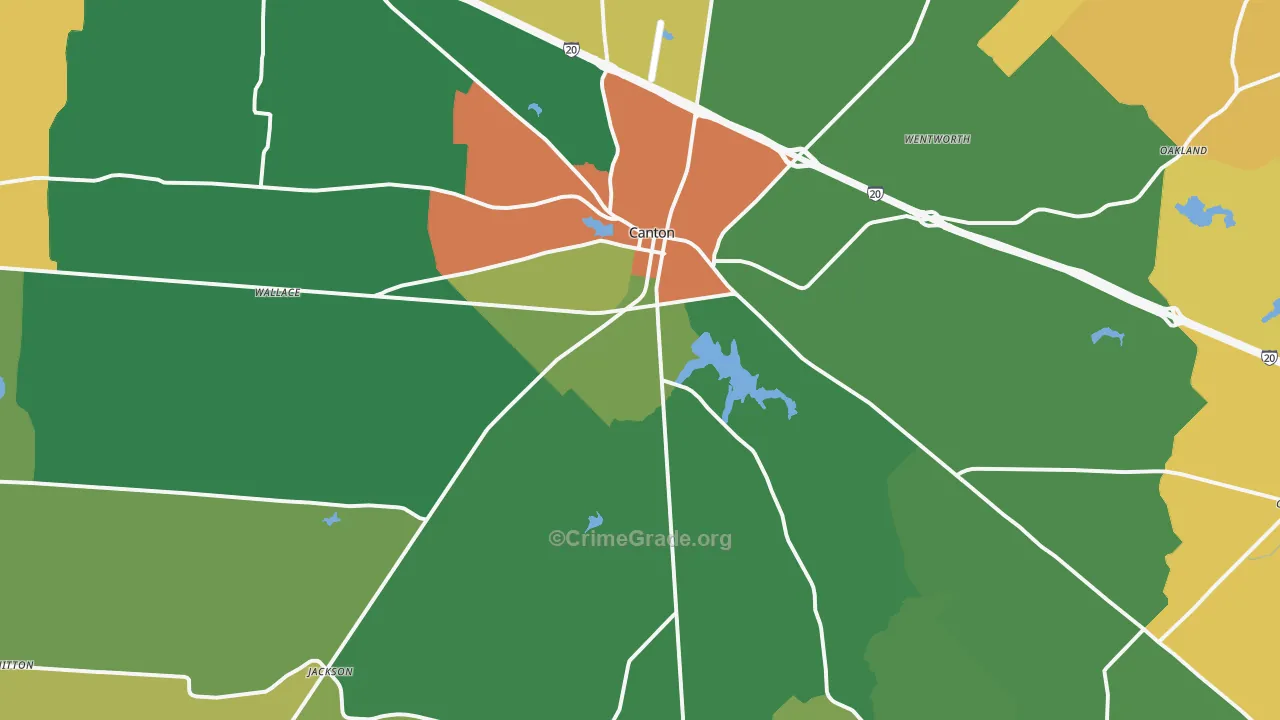 Canton, TX Map of Burglary Rates