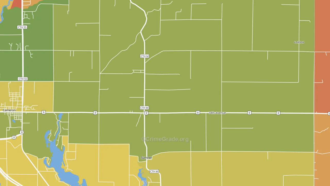 Canton, WI Map of Burglary Rates
