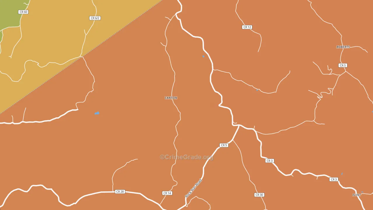 Canton, WV Map of Burglary Rates