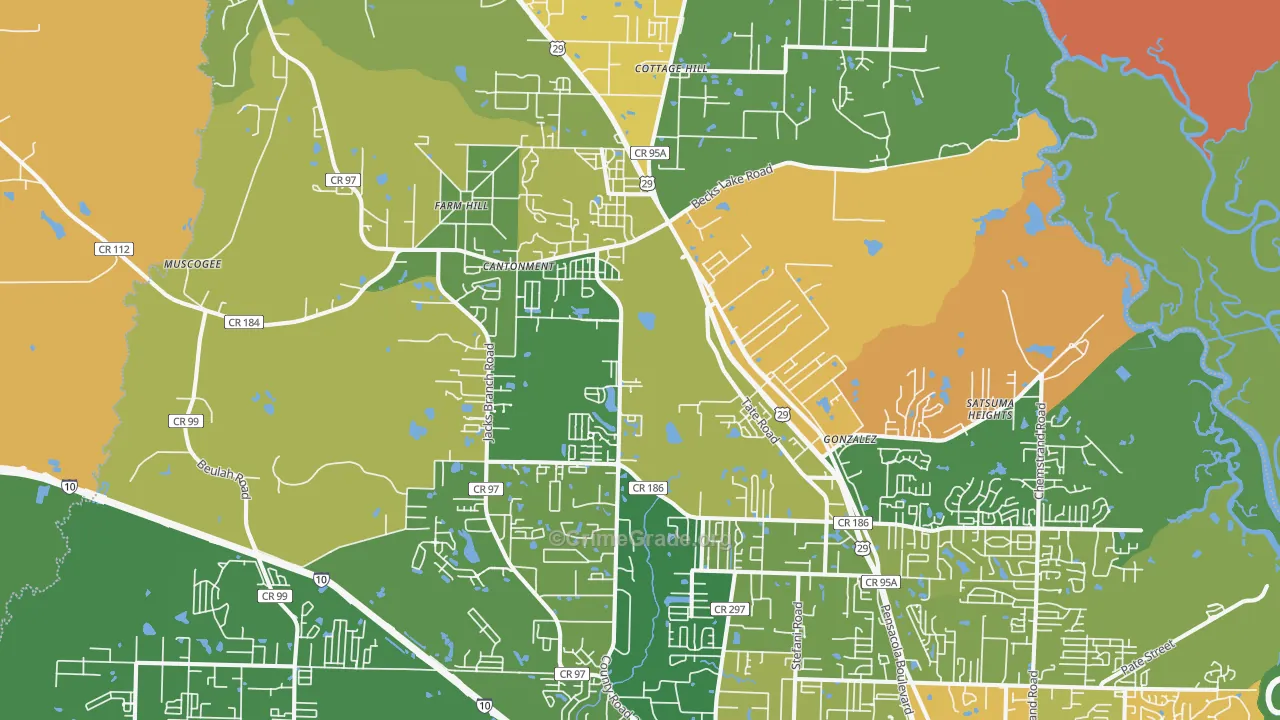 Cantonment, FL Map of Burglary Rates