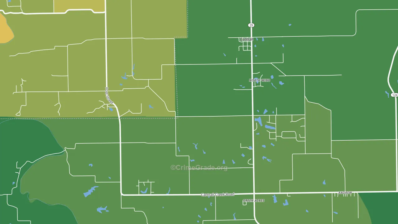 Cantrall, IL Map of Burglary Rates