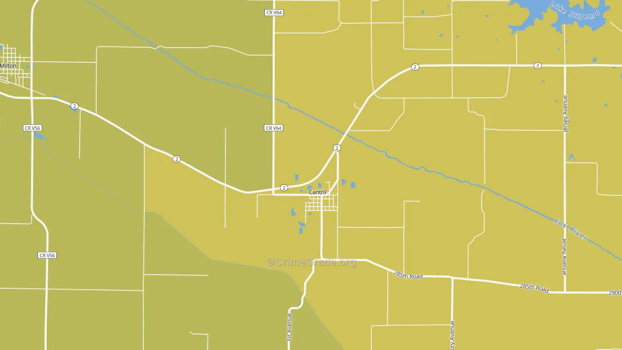 Cantril, IA Map of Burglary Rates