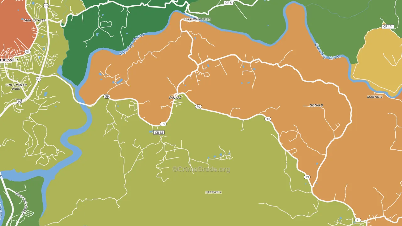 Canvas, WV Map of Burglary Rates