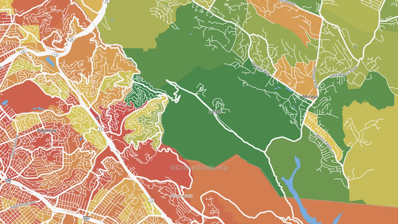 Canyon, CA Map of Burglary Rates