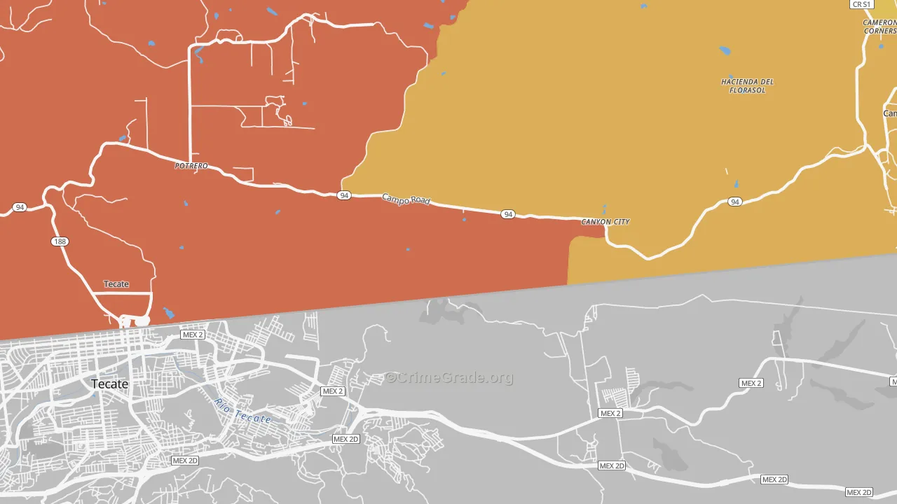Canyon City, CA Map of Burglary Rates