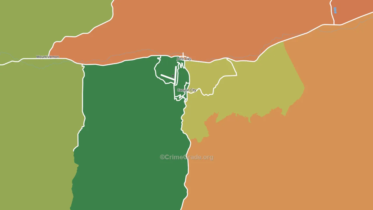 Canyon City, OR Map of Burglary Rates