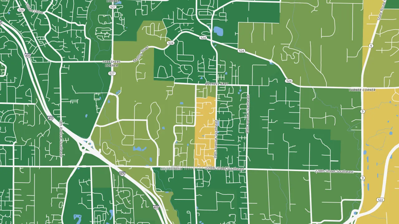 Canyon Creek-39th SE, Bothell, WA Map of Burglary Rates
