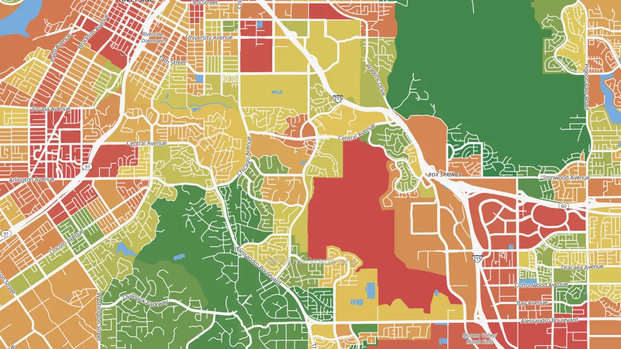 Canyon Crest, Riverside, CA Map of Burglary Rates