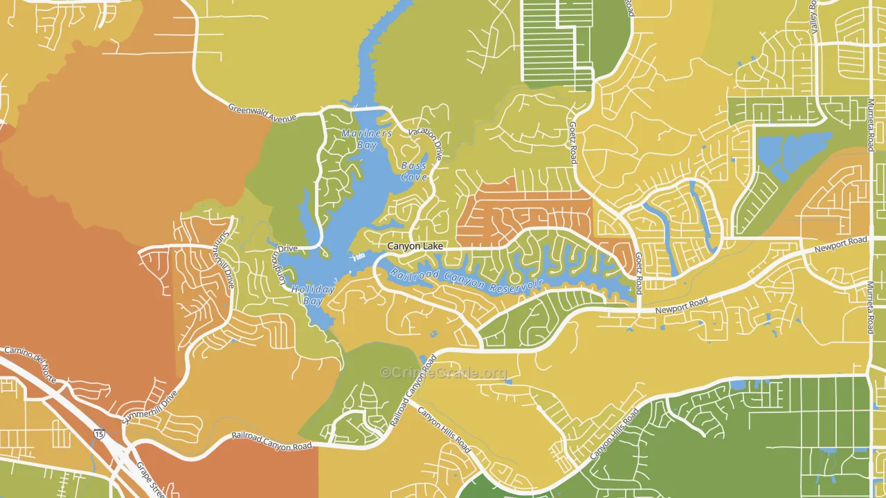 Canyon Lake, CA Map of Burglary Rates