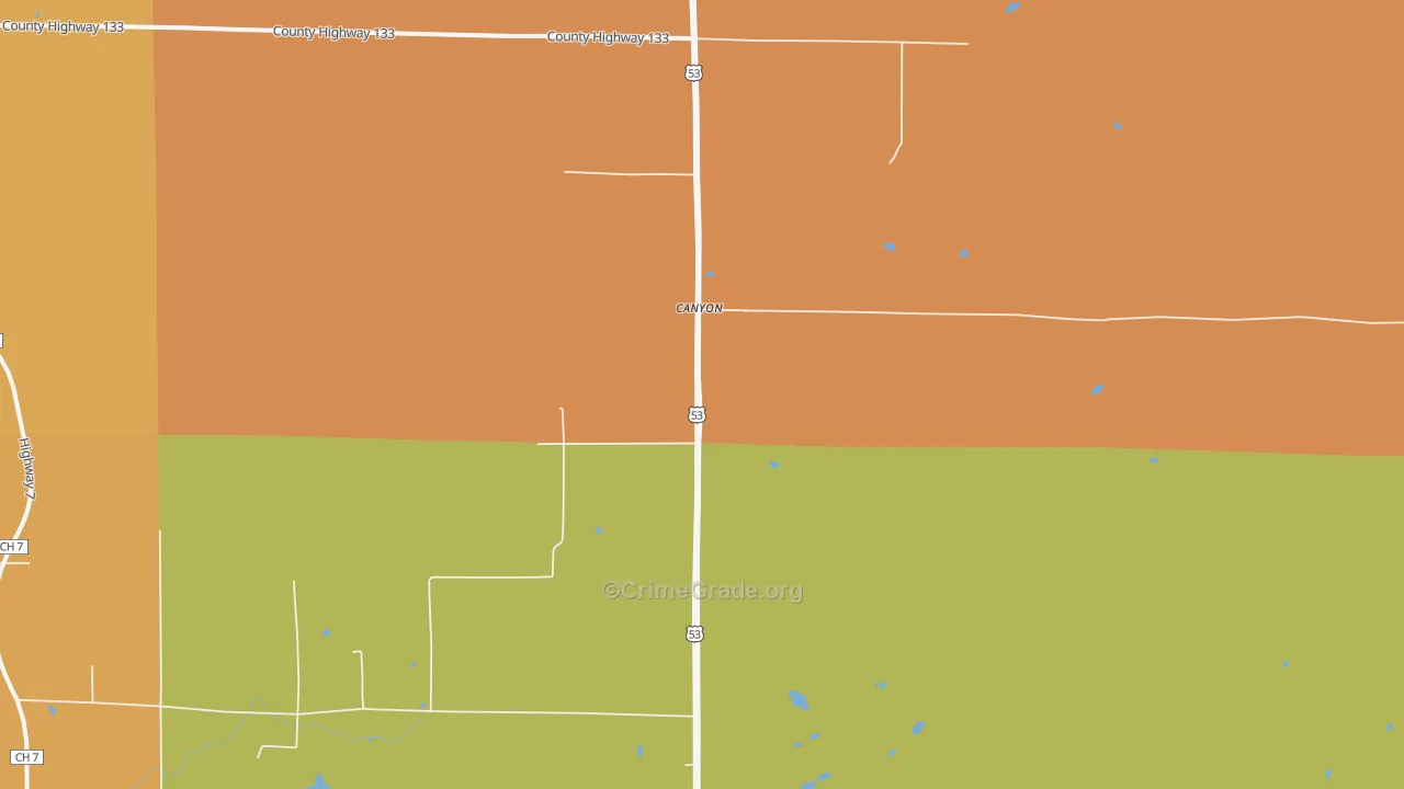 Canyon, MN Map of Burglary Rates