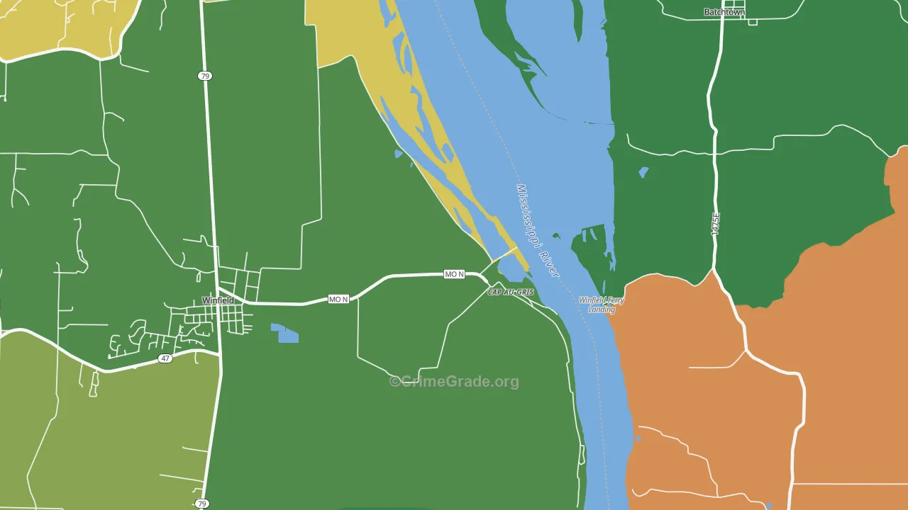 Cap au Gris, MO Map of Burglary Rates