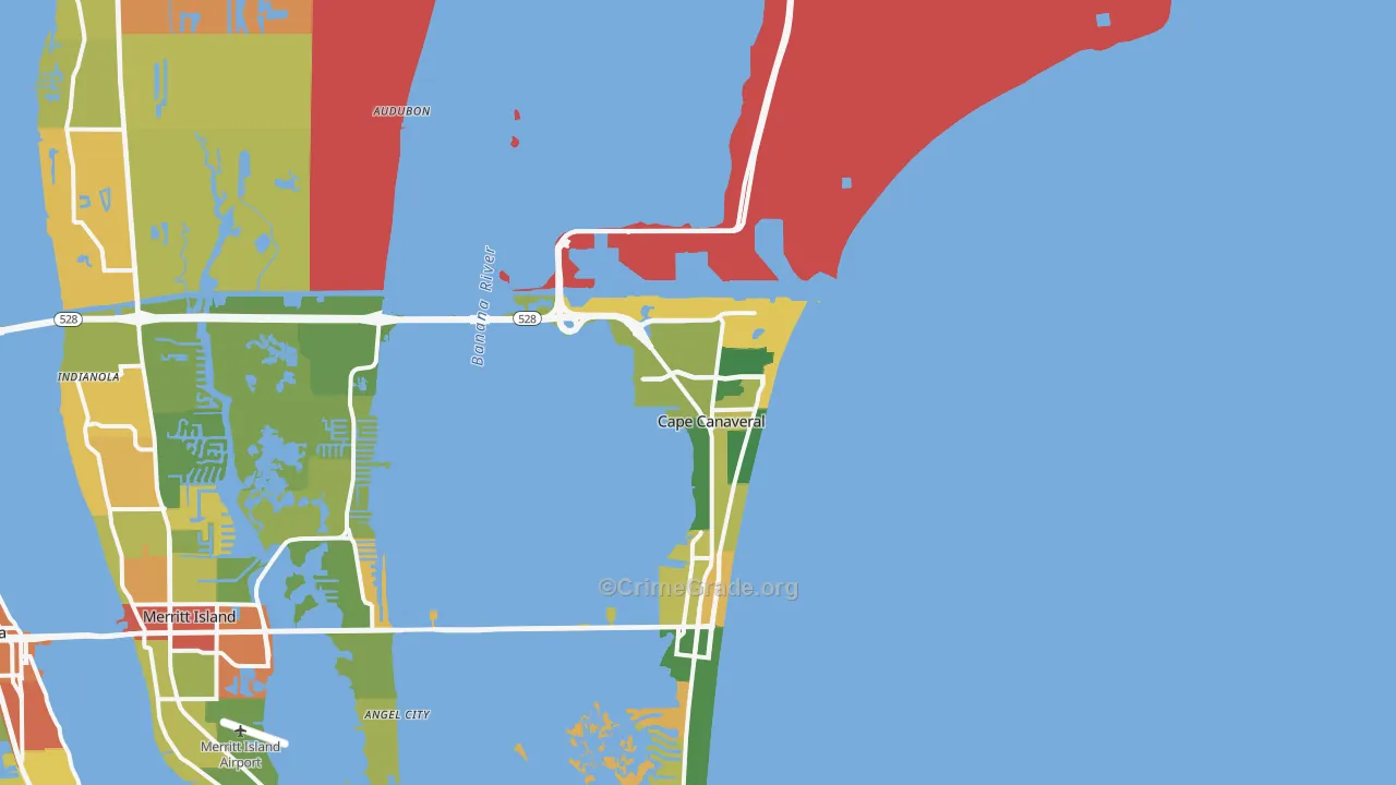 Cape Canaveral, FL Map of Burglary Rates