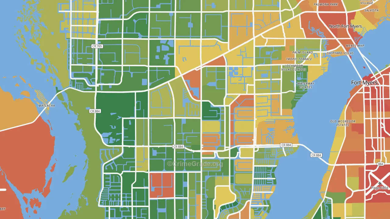 Cape Coral, FL Map of Burglary Rates