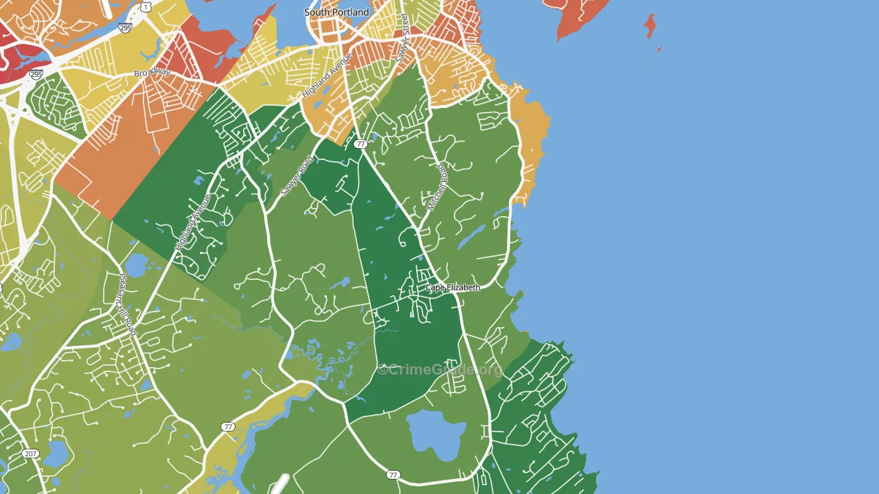 Cape Elizabeth, ME Map of Burglary Rates