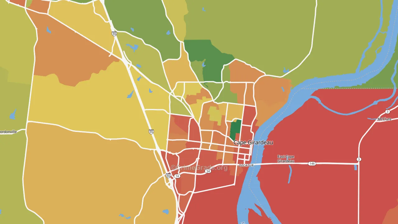 Cape Girardeau, MO Map of Burglary Rates