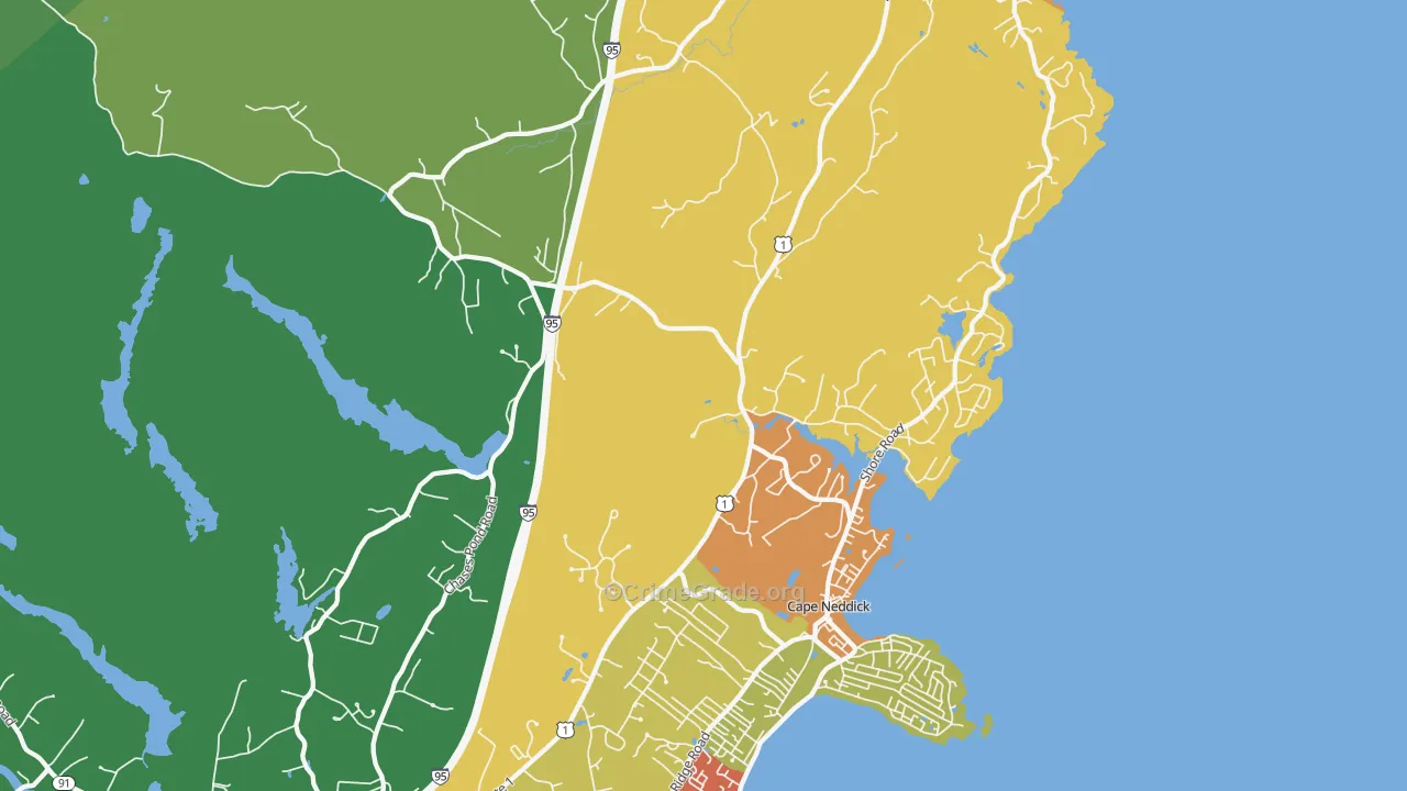 Cape Neddick, ME Map of Burglary Rates