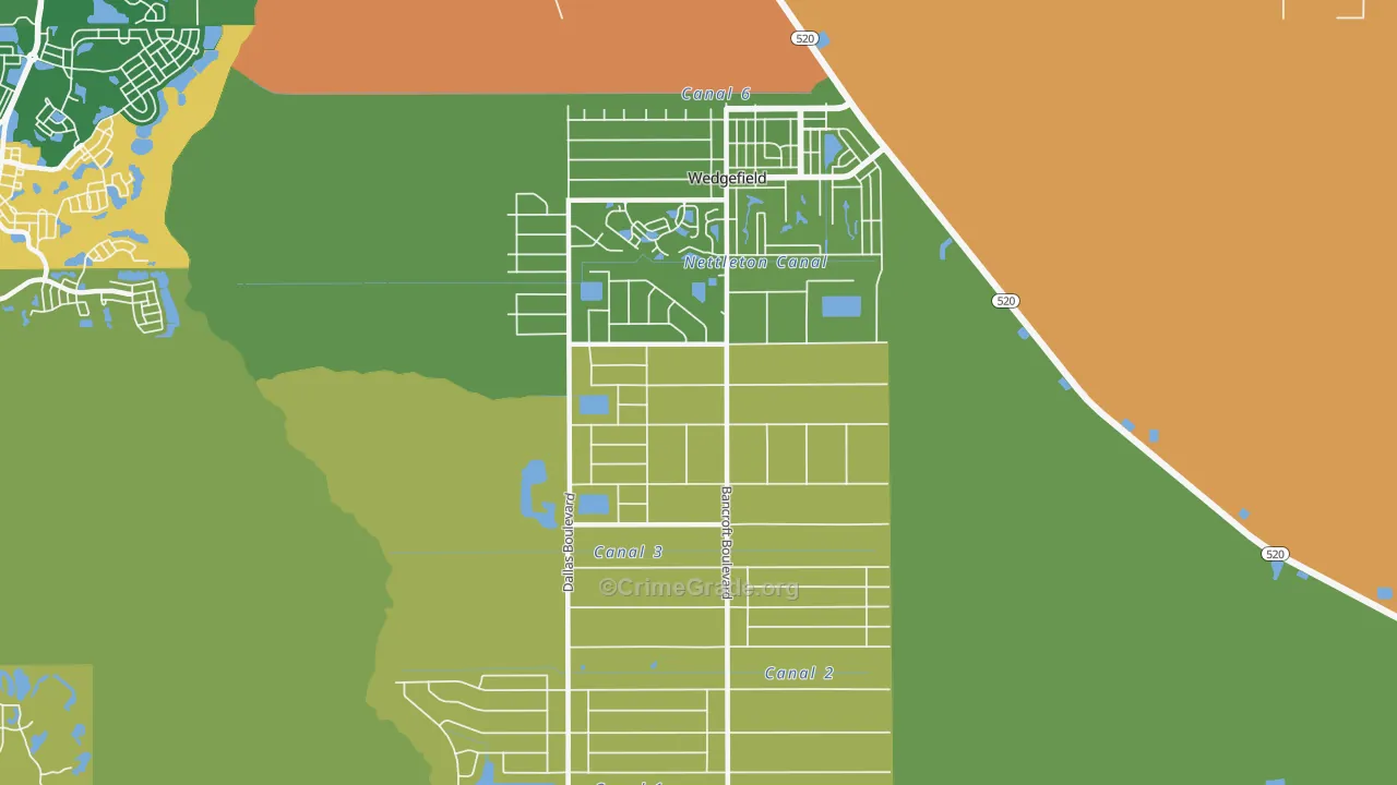 Cape Orl Estates, Wedgefield, FL Map of Burglary Rates