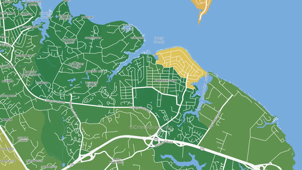 Cape St. Claire, MD Map of Burglary Rates