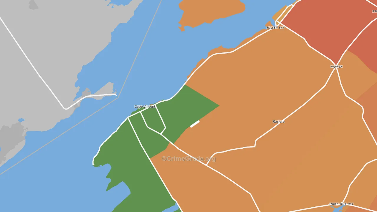 Cape Vincent, NY Map of Burglary Rates